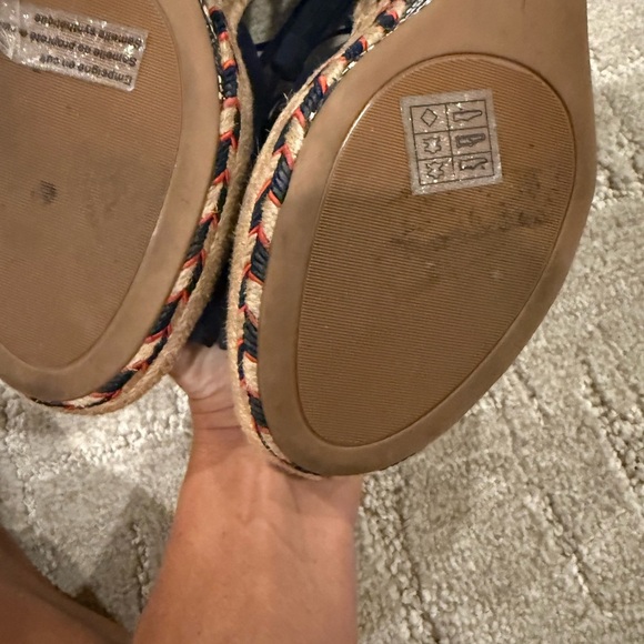 CAbi Blue Wedge Sandals with Geometric Print - Picture 6 of 11